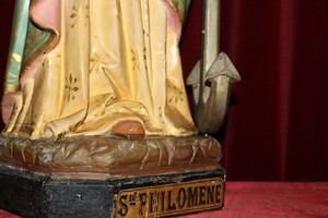 St. Philomena Statue en plaster polychrome, France 19th century