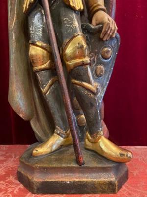 St. Sebastian Statue en hand-carved wood polychrome, Southern Germany 20th Century