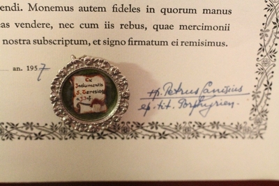 St. Theresia Relic With Document Belgium 20th century