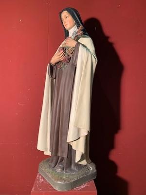 St. Theresia Statue en Plaster polychrome, Belgium 19th century