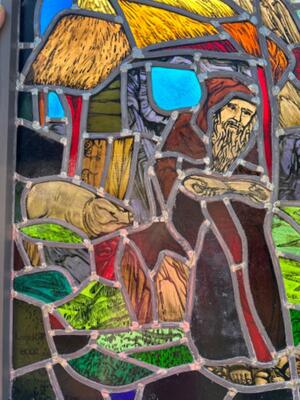 Stained Glass Window St. Anthony Abbot By Dhr Theo Verbaal. en Stained - Glass, Arnhem - Netherlands 20 th century