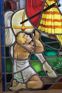 Stained Glass Window. St. Martinus. en Glass , Belgium 20th century (1935)