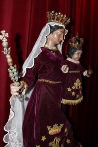 Stake - Madonna en wood polychrome / Dressed, Belgium Flemish 18 th century