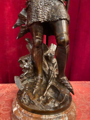 Statue Jeanne D'Arc Louis Gossin : 1846 - 1928. en Bronze / Marble, Paris France 19 th century