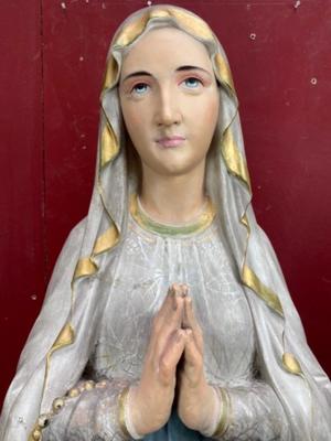 Statue Our Lady Of Lourdes  en Terra - Cotta Polychrome, France 19 th century ( Anno 1890 )