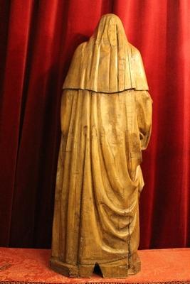 Statue St. Clara / St. Claire With Ciborium              en hand-carved wood , Dutch 19th century ( anno 1835 )