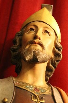 Statue St. Donatus en plaster polychrome, Belgium 19th century ( anno 1875 )
