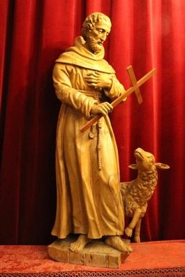 Statue St. Franciscus / St. Francis With Lamb                  en hand-carved wood , Dutch 19th century ( anno 1835 )