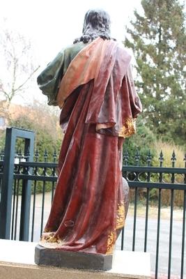 Statue  St. John  Evangelist en plaster polychrome, Belgium 19th century ( anno 1875 )