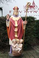 Statue St.Nicholas en Plaster Polycrome, Belgium 19th century