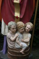 Statue St.Nicholas en Plaster Polycrome, Belgium 19th century
