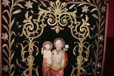 Tapestry Fully Hand Embroidered / Velvet / Brocate Lille France 19th century