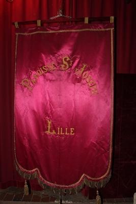Tapestry Fully Hand Embroidered / Velvet / Brocate Lille France 19th century