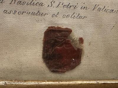 Veil / Sudarium Of Veronica Originally Sealed With Document en Wood / Glass / Originally Sealed (Pope Leo XIII, Italy  19 th century ( Anno 1881 )