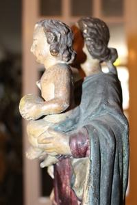 Wooden Sculpture With Relic Inside : St. Catherine en wood polychrome, France 18 th century