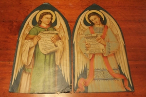 Series Of Angel Paintings style Gothic - style en Hand - Painted on Canvas, Belgium 19th century (1875)