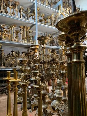 Overview Pictures Stock Candle Sticks & Candle Holders  style All Styles en Brass / Bronze , Dutch Belgium France 19th century