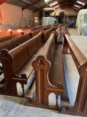 Pews From St. Victor Church Afferden ( Gld ) Holland  style Gothic - style en Oak wood, Dutch 19th century