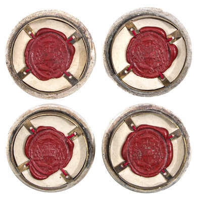 Reliquary - Relics All 12 Apostles en Brass / Glass / Wax Seal, Belgium  19 th century