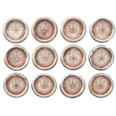 Reliquary - Relics All 12 Apostles en Brass / Glass / Wax Seal, Belgium  19 th century