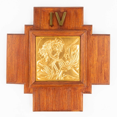 Stations Of The Cross  style art - deco en Wood / Copper, Belgium  20 th century