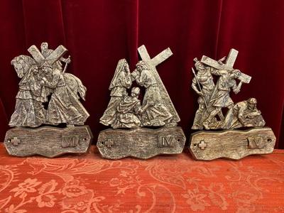 Stations Of The Cross style Art Nouveau  en Bronze Silver Plated, Belgium 20th Century