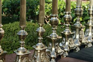 Candle Sticks Polished And Varnished en Brass / Bronze, Belgium and France 19th century