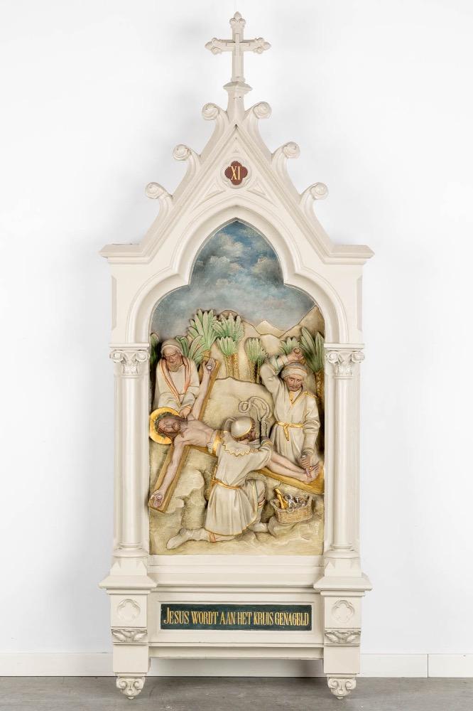 14 Gothic - Style Large Series Stations Of The Cross Complete With All Crosses & Pinakels