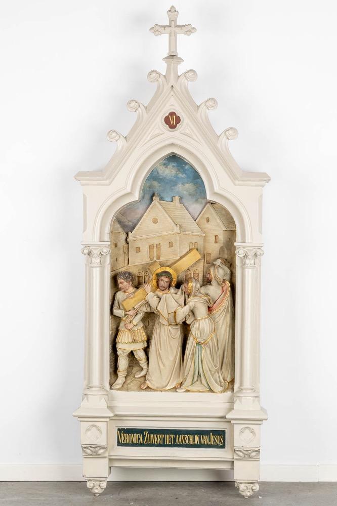 14 Gothic - Style Large Series Stations Of The Cross Complete With All Crosses & Pinakels