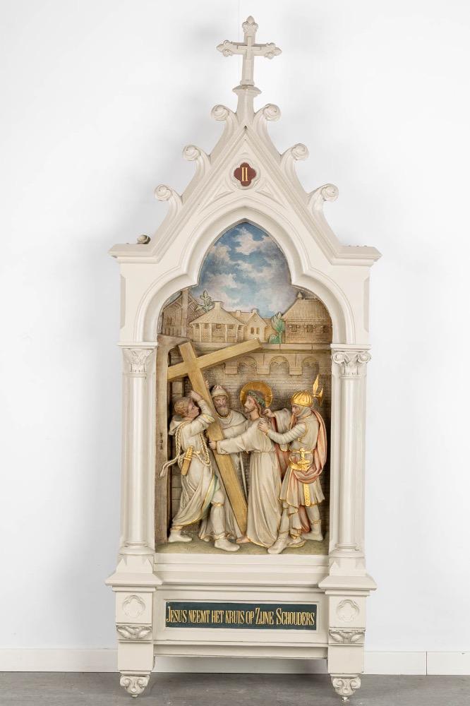 14 Gothic - Style Large Series Stations Of The Cross Complete With All Crosses & Pinakels