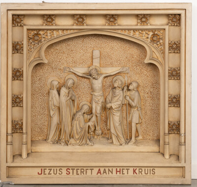 Stations Of The Cross  style Gothic - Style en Plaster, Belgium  19 th century