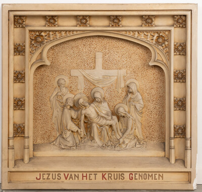 Stations Of The Cross  style Gothic - Style en Plaster, Belgium  19 th century