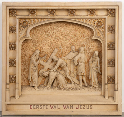 Stations Of The Cross. style Gothic - Style en Plaster, Belgium  19 th century )