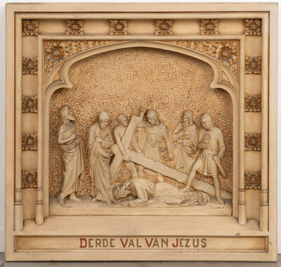 Stations Of The Cross. style Gothic - Style en Plaster, Belgium  19 th century )