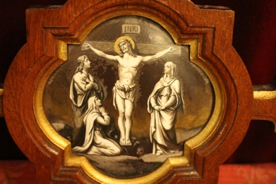 Stations Of The Cross  style Gothic - style en Painted on Porcelain Oak Frames, France 19th century (1902)