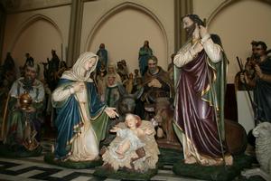 Nativity Set en PLASTER POLYCHROME, Dutch 19th century