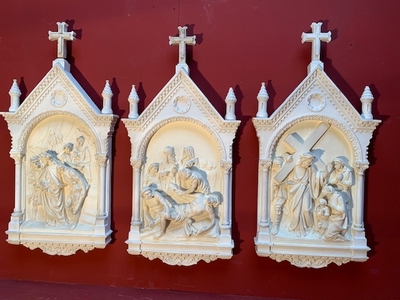 Stations Of The Cross style Romanesque en Terra-Cotta polychrome, France 19th century ( anno 1890 )