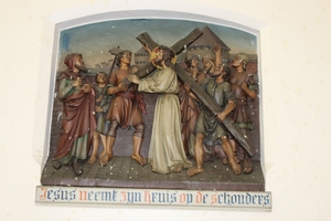 Stations Of The Cross en Terra-Cotta polychrome, Belgium 19th century