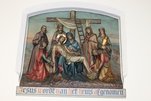 Stations Of The Cross en Terra-Cotta polychrome, Belgium 19th century