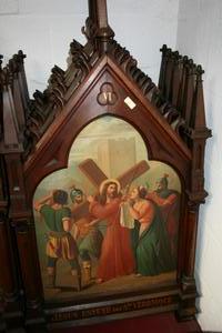 Stations Of The Cross en WOOD PAINTED ON ZINK, France 19th century
