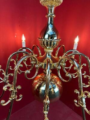 Chandeliers en Brass / Bronze / Polished and Varnished, Belgium  20 th century