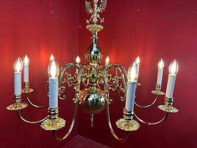 Chandeliers en Brass / Bronze / Polished and Varnished, Belgium  20 th century