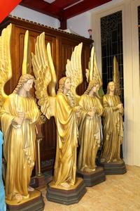 Angels en plaster polychrome, France 19th century