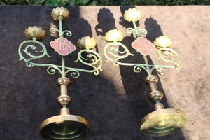Candle Sticks en Brass / Bronze, Belgium 19th century