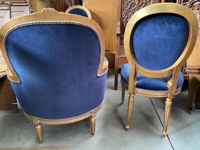 Chairs & Arm-Chairs Of Each 10 Pieces Available en Wood / Fabrics, 20 th century