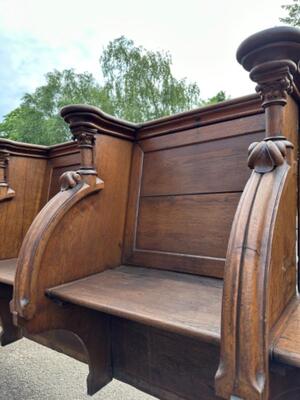 Choir Seats Total 14,45 Meters Lenght style Gothic - Style en Oak wood, Belgium  19 th century ( Anno 1865 )