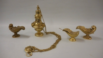 Censer And Boats  en Brass / Bronze, Belgium 19th century