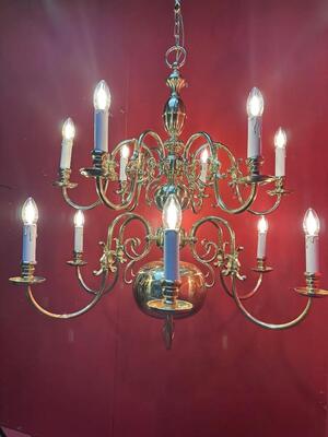 Chandeliers en Brass  / Polished and Varnished, Belgium