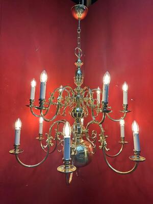 Chandeliers en Brass  / Polished and Varnished, Belgium
