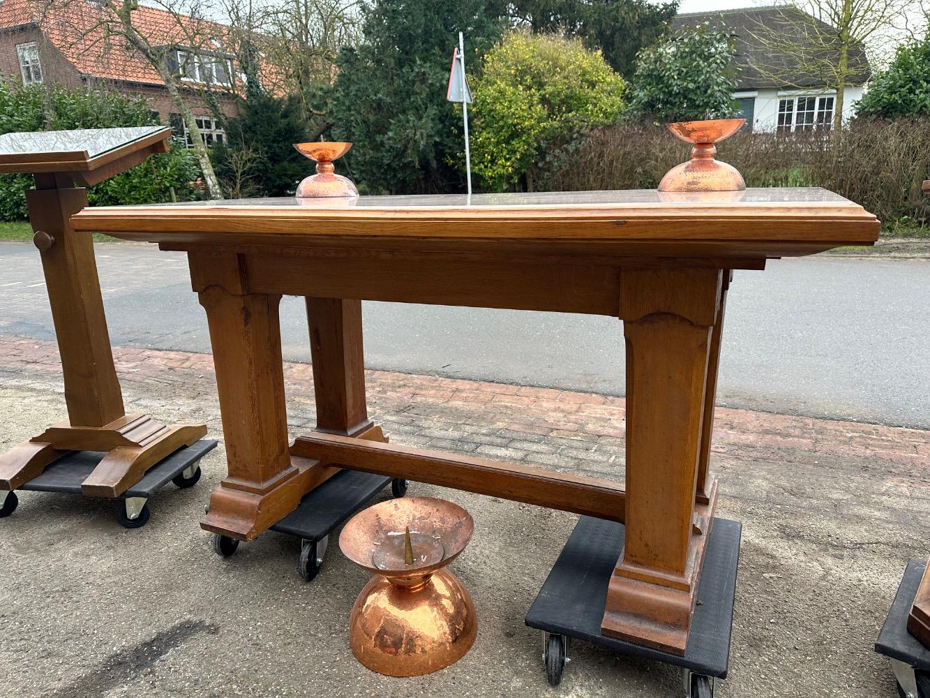 3  Chapel Interior : Table / Missal Stand / Baptismal Font / Candle Sticks